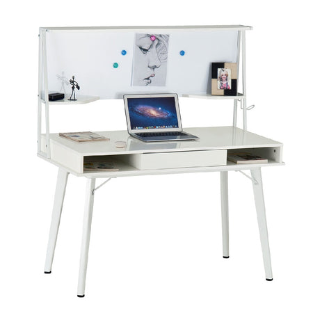 Scrivania Multifunzione con Lavagna Magnetica Cassetto 127.5x60cm Legno Bianco