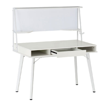 Scrivania Multifunzione con Lavagna Magnetica Cassetto 127.5x60cm Legno Bianco