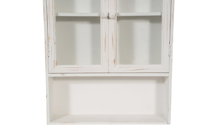 Biscottini VETRINETTA BACHECA IN LEGNO FINITURA BIANCA ANTICATA L48XPR12XH63 CM STILE SHABBY