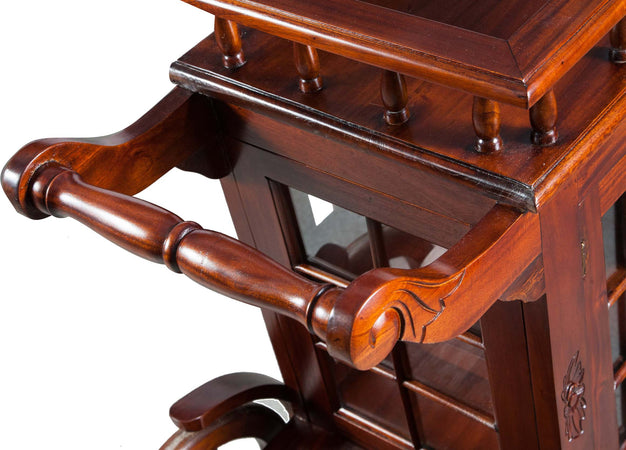 Biscottini Biscottini Carrello Bar Legno Mogano Noce 125x45x82 Porta Vivande Ruote