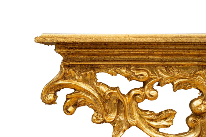 Biscottini Mensola Muro Biscottini Legno Foglia Oro Anticato 46x17x22 Arredo Classico