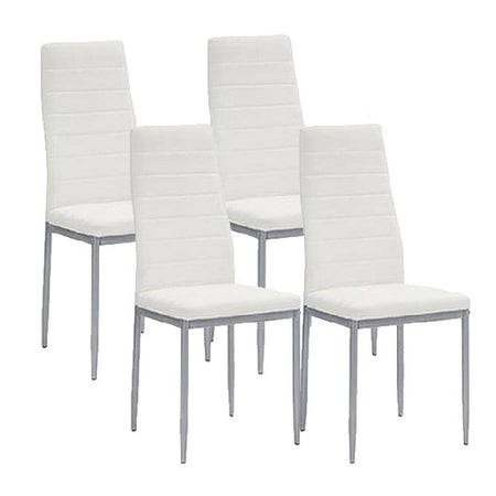 Sedia Moderna 4pz Metallo Verniciato Pelle Ecologica Sala Pranzo Cucina Bianco