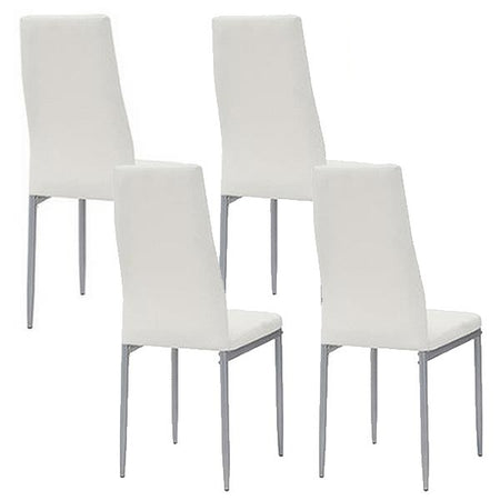 Sedia Moderna 4pz Metallo Verniciato Pelle Ecologica Sala Pranzo Cucina Bianco