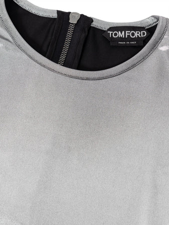 Tom Ford Maglietta in tessuto metallizzato argento da donna