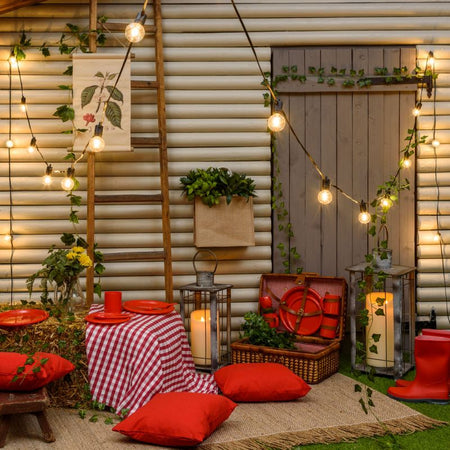 Catena luminosa con 20 lampadine a led decorazione per giardino 9,5 mt