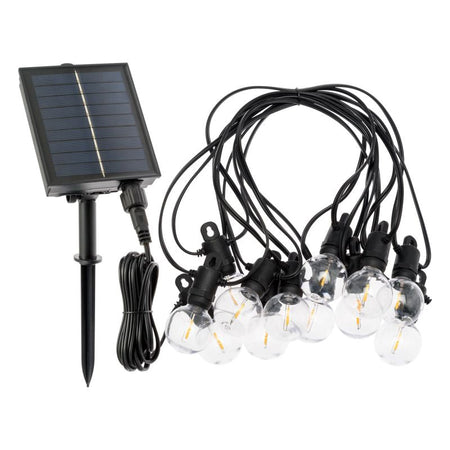 Catena luminosa solare con 12 lampadine a led decorazione per giardino 5 mt