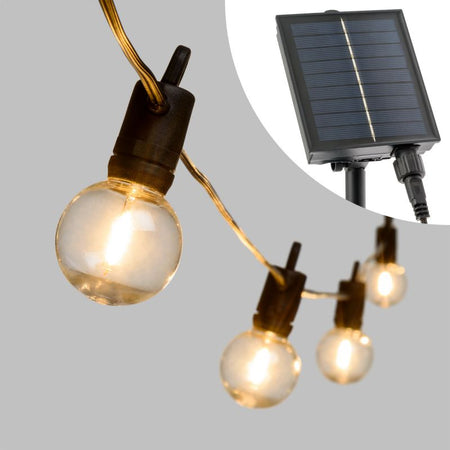 Catena luminosa solare con 12 lampadine a led decorazione per giardino 5 mt