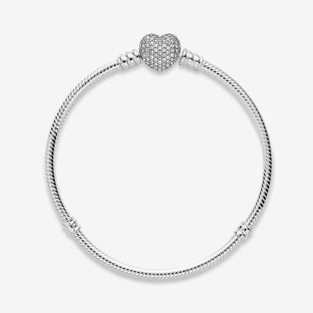 Pandora Bracciale con maglia snake e chiusura a cuore scintillante