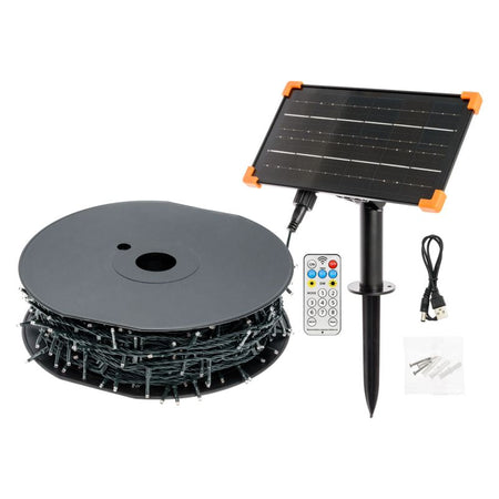 Catena lineare natalizia 1200 miniled bianco caldo Ø 3 mm con pannello solare decorazione natalizia