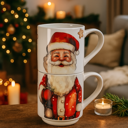 Tazza di Natale in porcellana per decorazioni natalizie 265 ml set da 2