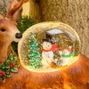 Renna natalizia con glitter led in plastica con pupazzi di neve decorazione per interno h 26 cm