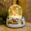 Sfera natalizia con glitter led in plastica con Babbo Natale e renne decorazione per interno h 18,5 cm