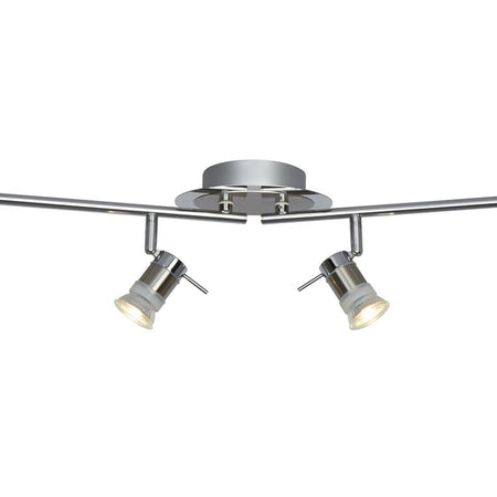 Plafoniera Lineare Moderna Ariete Acciaio Cromo Argento 4 Luci Gu10
