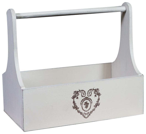 Biscottini Set di due contenitori Shabby in legno finitura bianca anticata 31x17x27 + 38x14x22 cm