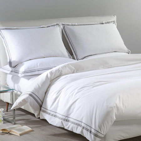Completo Copripiumino Atelier ! Caleffi White Matrimoniale Lusso Elegante, Stile Raffinato