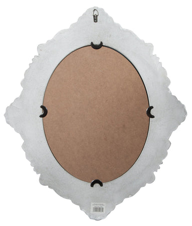 Biscottini Specchiera Parete Ovale Biscottini 50x2x58 Legno Bianco Anticato Made in Italy