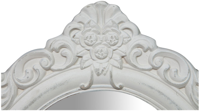 Biscottini Specchiera da appendere finitura bianco anticato. Specchio parete cornice