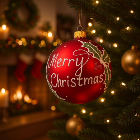 Palline per albero di Natale in vetro decorate tricolore con glitter