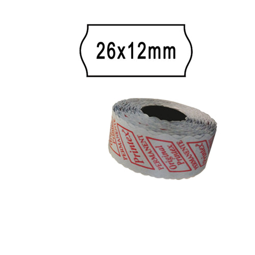 Pack 10 Rotoli 1000 Etich. 26X12Mm Onda Bianco Remov. Printex