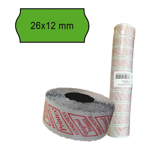 Pack 10 Rotoli 1000 Etich. 26X12Mm Onda Verde Perm. Printex