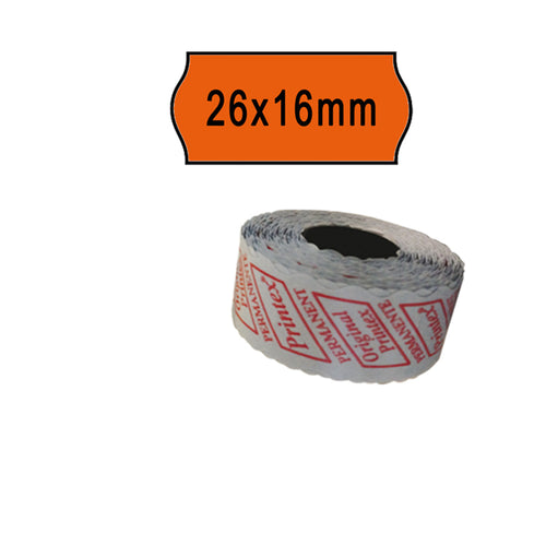 Pack 10 Rotoli 1000 Etich. 26X16Mm Onda Arancio Perm. Printex