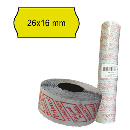 Pack 10 Rotoli 1000 Etich. 26X16Mm Onda Giallo Perm. Printex