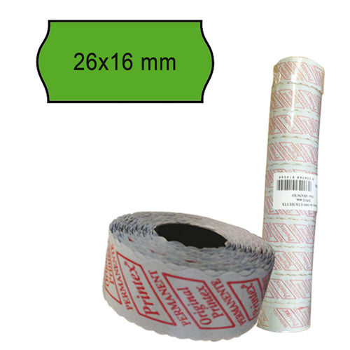 Pack 10 Rotoli 1000 Etich. 26X16Mm Onda Verde Perm. Printex