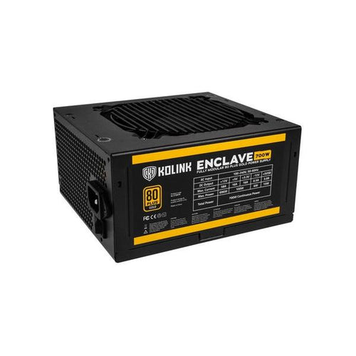 Kolink Enclave e' un alimentatore modulare da 700W con certificazione 80 Plus Gold. Formato ATX Cavo di Alimentazione non incluso