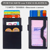 Sei G portacarte in alluminio nero con tasca elastica