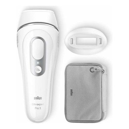 Braun silk-expert pro silk expert pro 3 pl3020, epilatore a luce pulsata donna, per la rimozione permanente dei peli visibili a casa tua, bianco/argento
