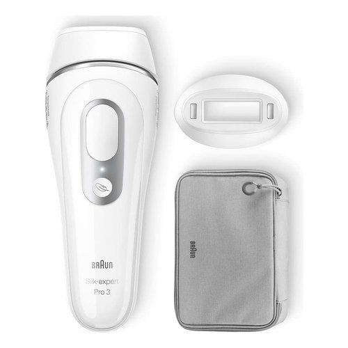Braun silk-expert pro silk expert pro 3 pl3020, epilatore a luce pulsata donna, per la rimozione permanente dei peli visibili a casa tua, bianco/argento