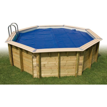 Copertura a bolle per piscina in legno - UBBINK - Rettangolare 350x650 - Blu - 400 micron