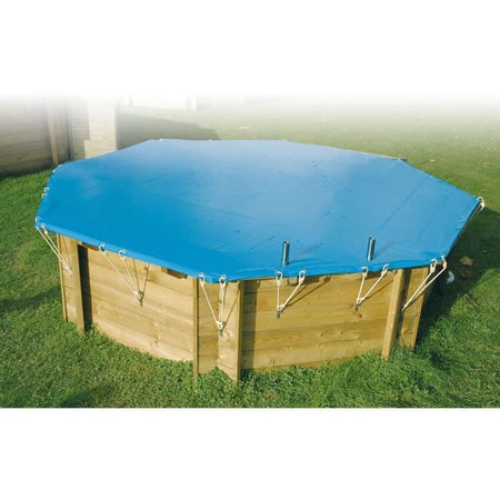 Copertura invernale e di sicurezza per piscina in legno - UBBINK - Rettangolare 350x650 - Blu - Spessore 550gr