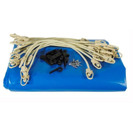 Copertura invernale e di sicurezza per piscina in legno - UBBINK - Rettangolare 350x650 - Blu - Spessore 550gr