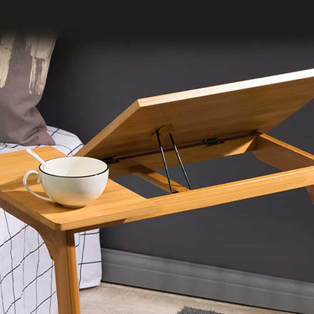 Tavolo Scrivania 60x35cm Porta PC Ripiano Regolabile Legno Bambo Tavolino Letto