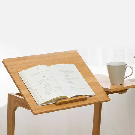 Tavolo Scrivania 60x35cm Porta PC Ripiano Regolabile Legno Bambo Tavolino Letto