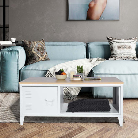Mobile basso Metallo e Legno 120x40 H 46cm Salotto Porta TV Design Industriale