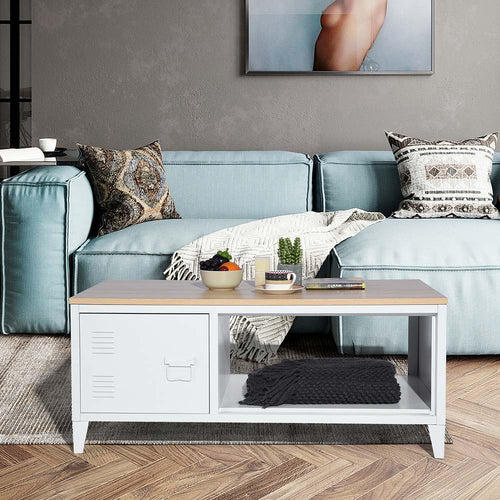 Mobile basso Metallo e Legno 120x40 H 46cm Salotto Porta TV Design Industriale