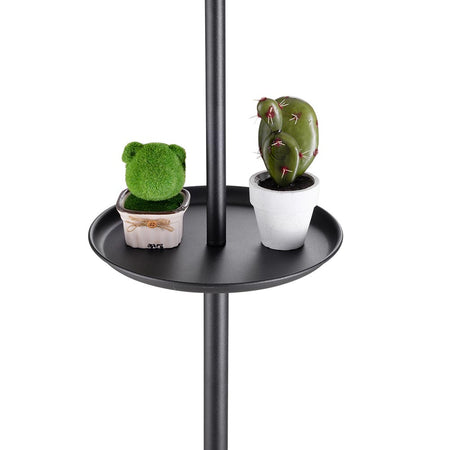 Piantana Lampada 174 cm Design Moderno Paralume Stoffa Tavolino incorporato