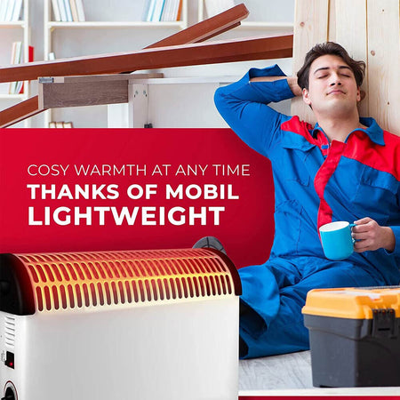 Termoconvettore Stufa Elettrica 3 Potenze 2000W Termostato Regolabile Bianco