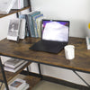 Scrivania con Libreria Tavolo Porta PC in Metallo e Legno Effetto Anticato