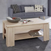 Tavolino Soggiorno Salotto Moderno con Rialzo Vano Contenitore Apribile Legno Beige