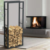 Portalegna in Metallo Verniciato Porta Legna Interno Esterno 150x60x25cm Nero