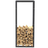 Portalegna in Metallo Verniciato Porta Legna Interno Esterno 150x60x25cm Nero