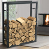 Portalegna in Metallo Verniciato Porta Legna Interno Esterno 100x80x25cm Nero