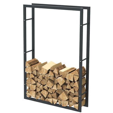Portalegna in Metallo Interno Esterno Legnaia Camino Stufa 150x100x25cm Nero