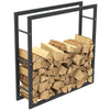Portalegna in Metallo Verniciato Porta Legna Interno Esterno 100x100x25cm Nero