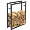 Portalegna in Metallo Verniciato Porta Legna Interno Esterno 100x80x25cm Nero