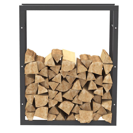 Portalegna in Metallo Verniciato Porta Legna Interno Esterno 100x80x25cm Nero