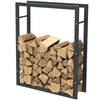 Portalegna in Metallo Verniciato Porta Legna Interno Esterno 100x80x25cm Nero